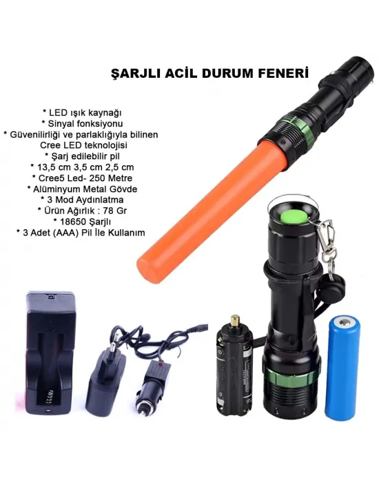 Sinyalli Acil Durum El Feneri Cree5  Wt-262