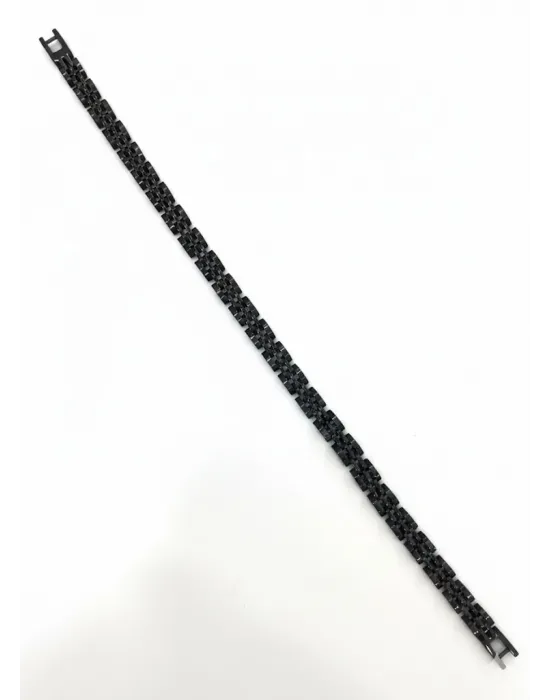 Siyah Çelik  Erkek Çelik Bileklik Boy 21.5 Cm / En 0.6 Mm  - Ebl0077