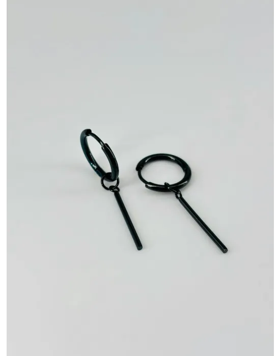 Siyah  Çelik Erkek Küpe Çap (12 Mm) Kalınlık (2 Mm) - Ekp0029