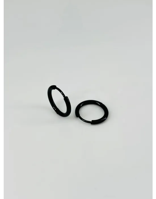 Siyah  Çelik Erkek Küpe Çap (12 Mm) Kalınlık (2 Mm) - Ekp0033
