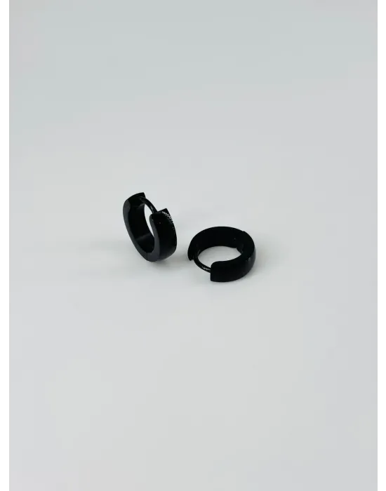 Siyah Çelik Erkek Küpe Çap (8 Mm) Kalınlık (4 Mm) - Ekp0031