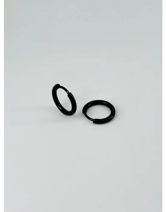 Siyah Çelik Erkek Küpe Çap (9 Mm) Kalınlık (2 Mm) - Ekp0034