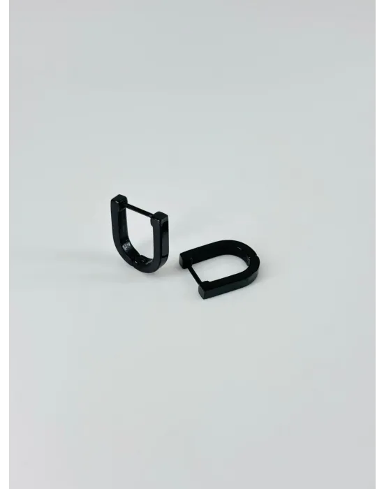 Siyah Çelik Erkek Küpe Çap (9 Mm) Kalınlık (3 Mm) - Ekp0016