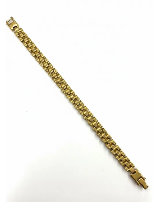 Siyah Deri / Çelik  Erkek Deri Bileklik 20 Cm  - Ebl0071