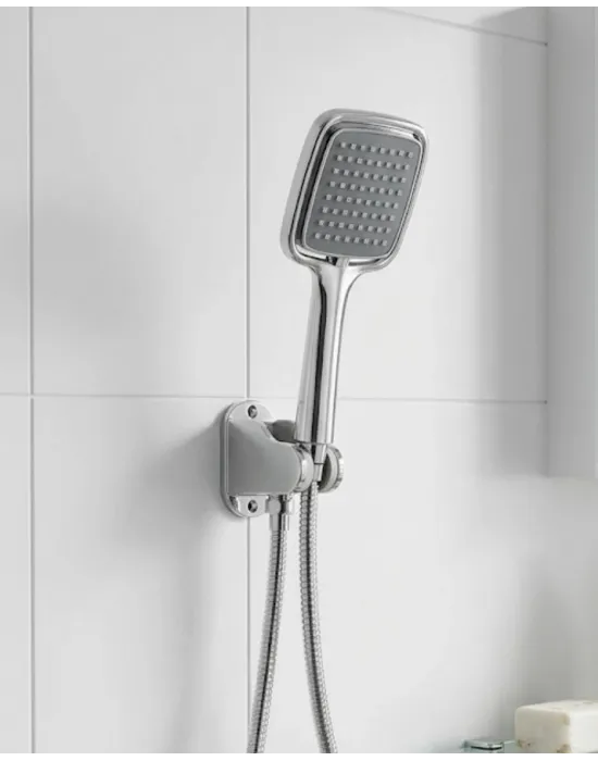 Siyah Duş Seti El Duşu Başlığı Spiral Hortum Ve Duvar Askısı Banyo Duş Seti