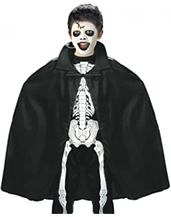 Siyah Renk Yakalı Halloween Pelerini 90 Cm