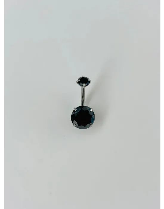 Siyah Taşlı Göbek Piercing - Pg0021