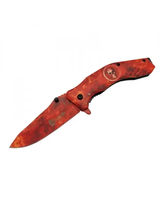 Skeleton 7000b Kamp Çakı 20 Cm - Kırmızı İskelet Desenli, Otomatik