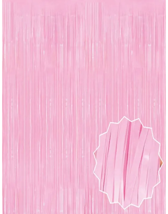 Soft Pembe Püsküllü Kapı Perdesi - Parti, Baby Shower, Cinsiyet Partisi 1x2 M