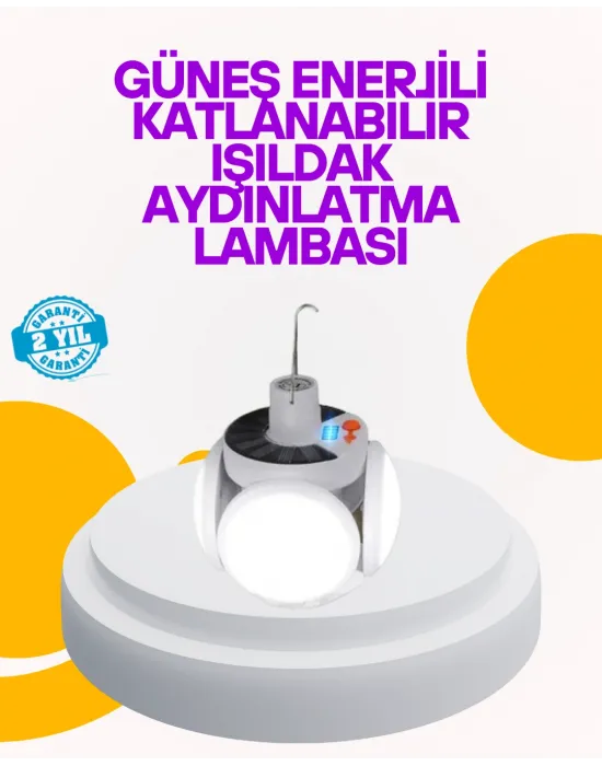 Solar Enerjili Katlanabilir Led Kamp Ve Bahçe Lambası