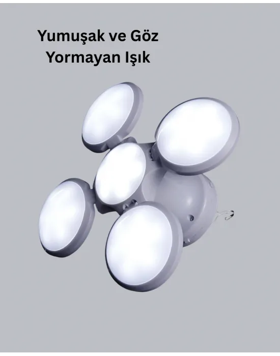 Solar Güneş Enerjili Ve Usb Şarjlı 5 Kanatlı Led Kamp Lambası
