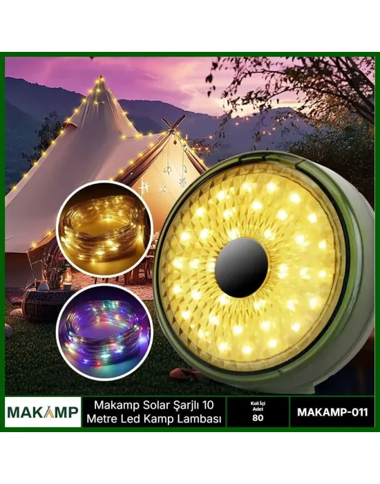 Solar Şarjlı 10 Metre Led Kamp Lambası