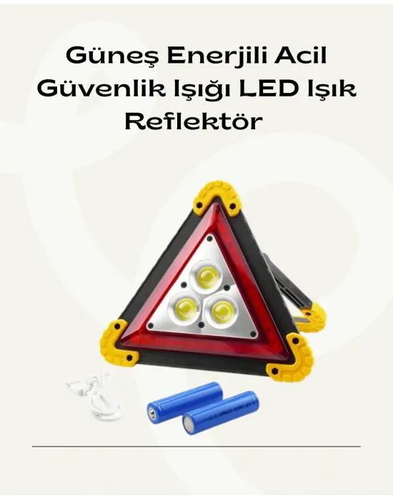 Solar Şarjlı Üçgen Led Park Ve İkaz Lambası