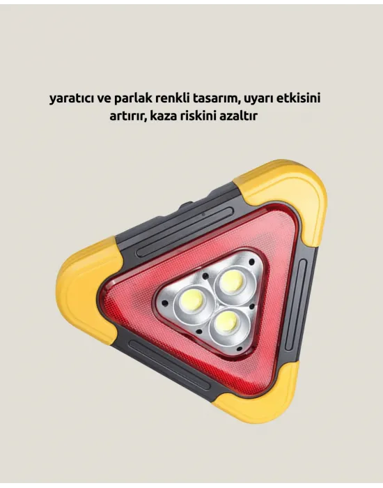 Solar Şarjlı Üçgen Led Park Ve İkaz Lambası