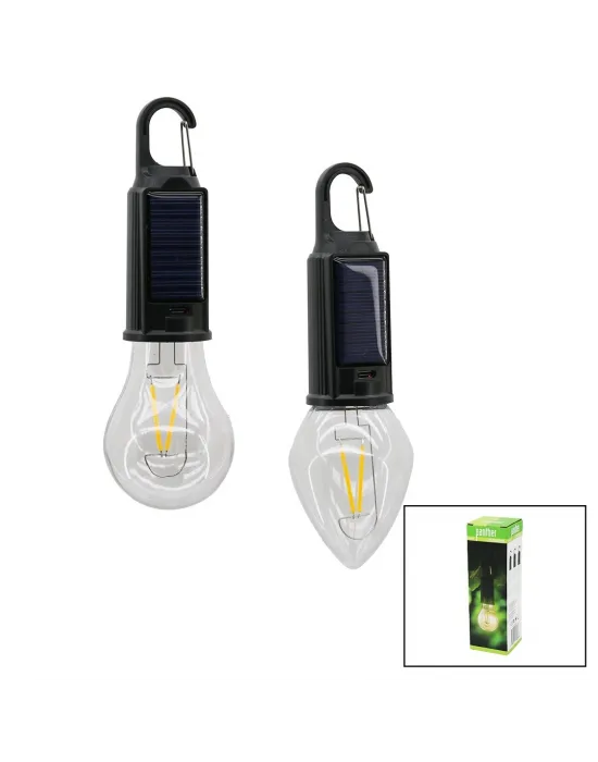 Solar - Usb Şarj Seyyar Ampul Model=rustik Kamp Lambası Mandallı Kanca Askılık 3-kademe Işık Pt-331