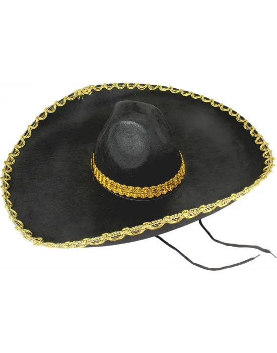 Sombrero Meksika Şapkası Mariachi Altın Şeritli Yetişkin Boy