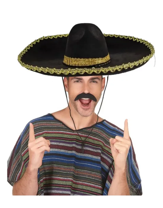 Sombrero Meksika Şapkası Mariachi Altın Şeritli Yetişkin Boy