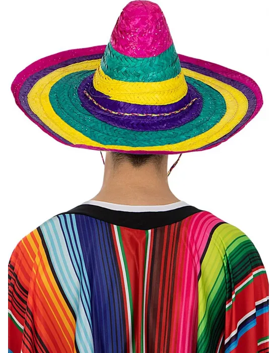 Sombrero Meksika Şapkası Renkli Örme Hasır Yetişkin Boy
