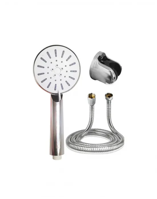 Spiral Hortumlu 4 Kademeli Krem El Duşu Başlığı Banyo Duş Seti