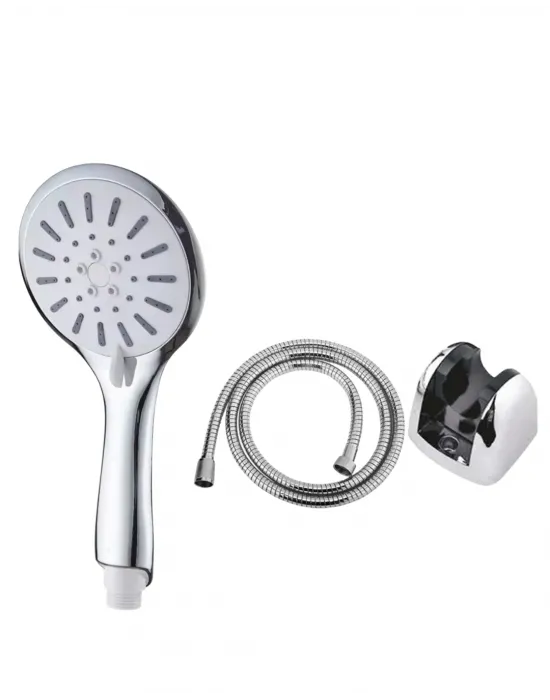 Spiral Hortumlu 4 Kademeli Krem El Duşu Başlığı Banyo Duş Seti