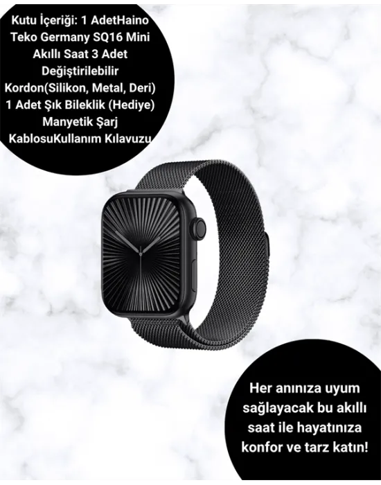 SQ-16 Mini Series 10 Akıllı Saat – 3 Kordon + Hediye Bileklik