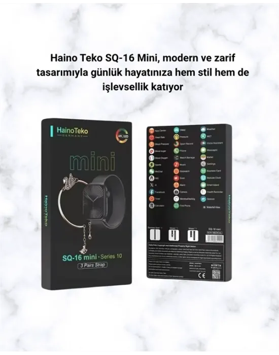 SQ-16 Mini Series 10 Akıllı Saat | Şık Ve Hafif Tasarım, 3 Kordon Seçeneği
