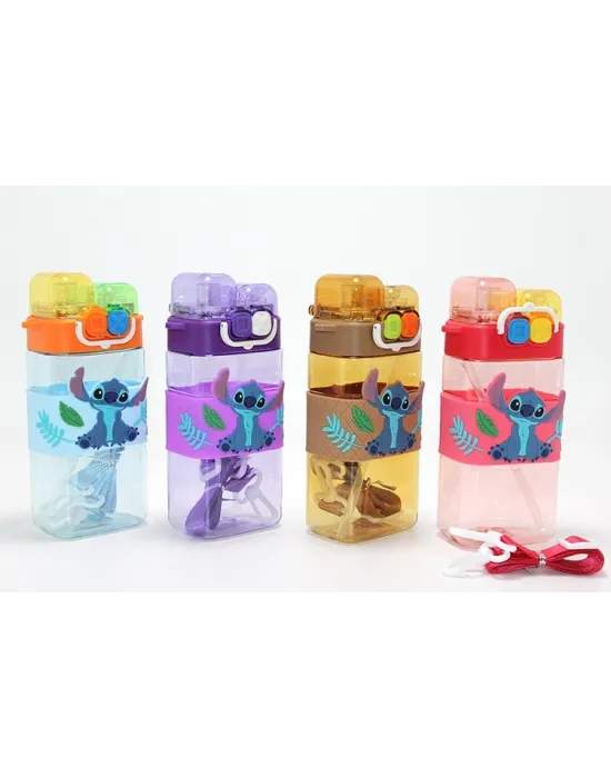 Stitch Çift Bölmeli Pipetli Matara & Suluk Alk5111