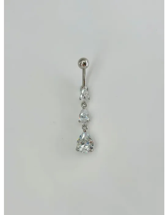 Su Damlası Detaylı Sallantılı Göbek Piercing - Pg0062