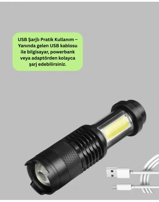 Suya Dayanıklı 4 Modlu Mini Led El Feneri