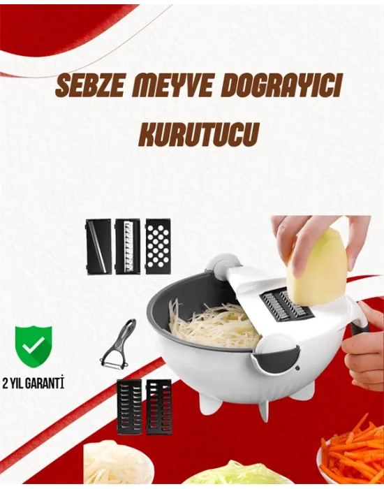 Süzgeçli Çok Fonksiyonlu Döner Rende Ve Doğrayıcı