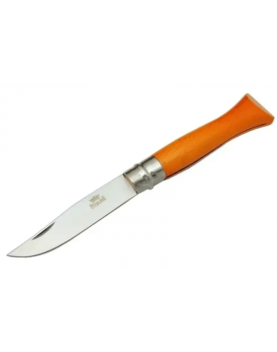 T0196 Bahçe Çakı 16 Cm - Ahşap Turuncu Sap, Bilezikli, Kılıflı