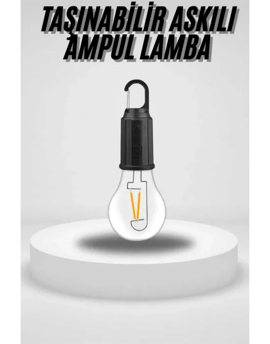 Taşınabilir Askılı Ampul Kamp Lambası Askılı Type-c Şarjlı Bahçe Lambası