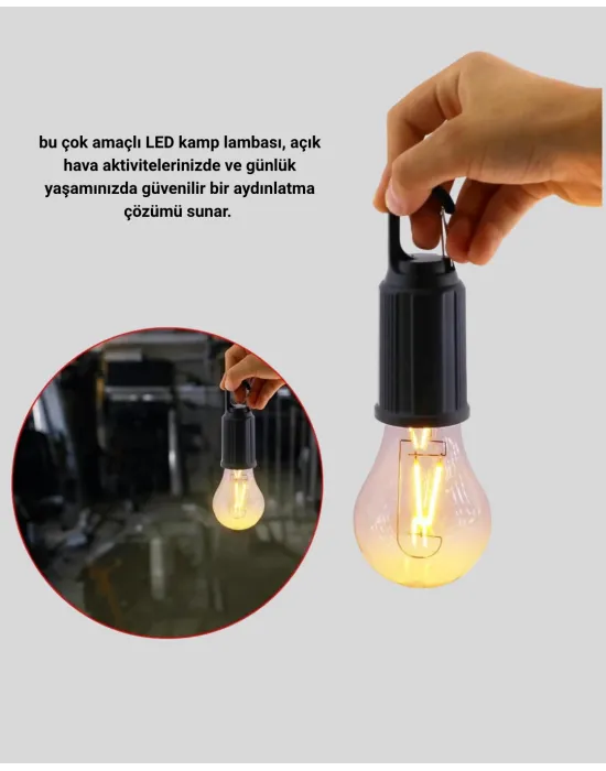 Taşınabilir Şarjlı Led Kamp Lambası – Type-c Girişli Ve Kancalı Tasarım