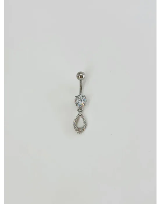 Taşlı Su Damlası Detaylı Göbek Piercing - Pg0094