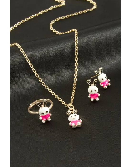 Tavşan Mineli Set Kolye