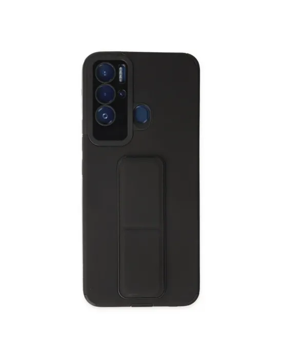 Tecno Pova Neo Kılıf Mega Standlı Silikon - Siyah