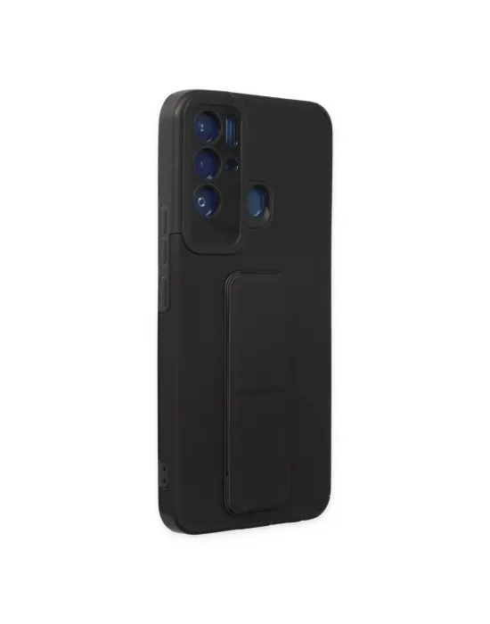 Tecno Pova Neo Kılıf Mega Standlı Silikon - Siyah