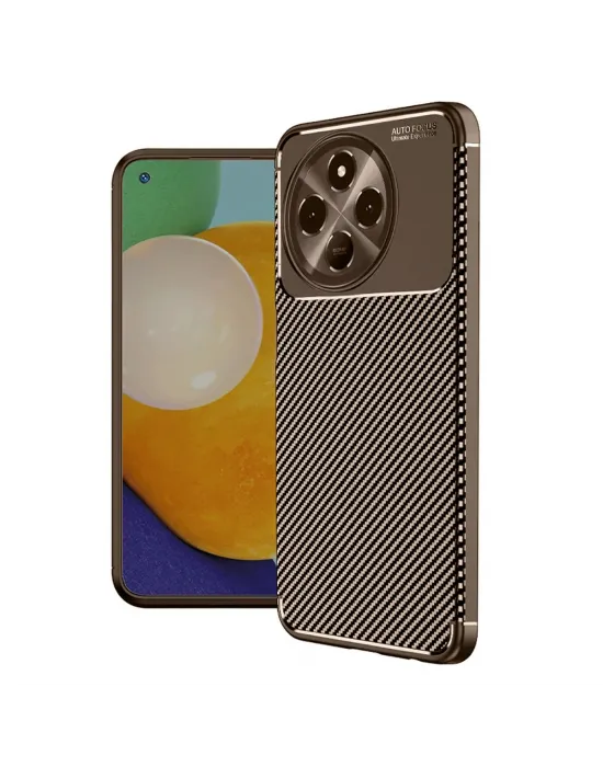 Tecno Spark 30 Pro Kılıf Auto Focus Karbon Kapak - Kahverengi