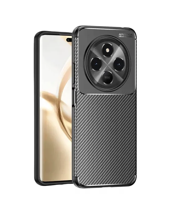 Tecno Spark 30c Kılıf Auto Focus Karbon Kapak - Siyah