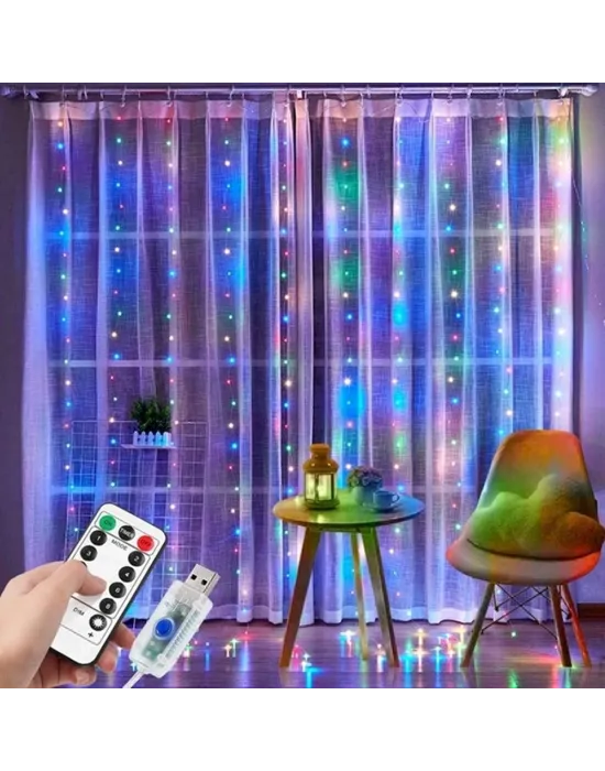 Tel Perde Led 3*3m 300 Led Rgb