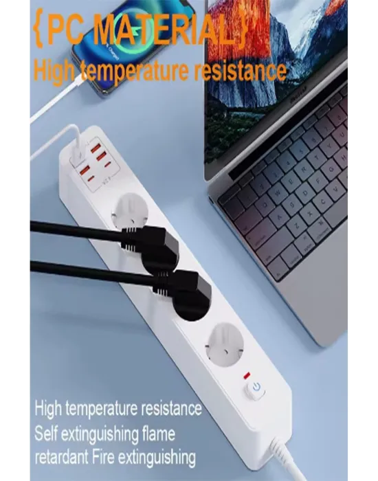 Termal Akım Korumalı 4’lü Priz 4x Usb 2x Type-c Çıkışlı Grup Priz Çoğaltıcı (3500w)