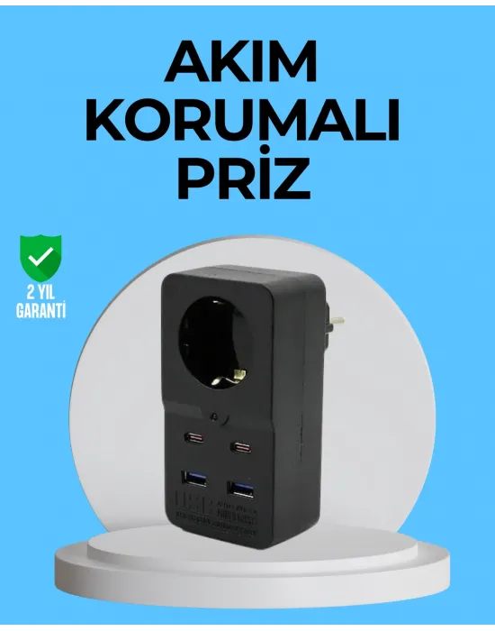 Termal Korumalı Priz Otomatik Çocuk Kilidi 4 Usb Type C