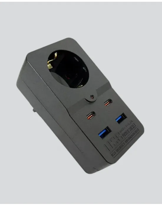 Termal Korumalı Priz Otomatik Çocuk Kilidi 4 Usb Type C