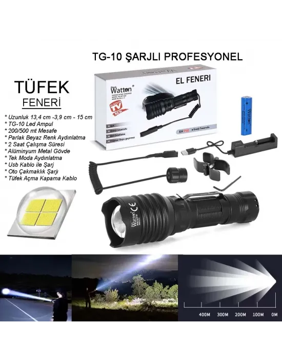 Tg-10 Şarjlı Profesyonel Av Feneri  Wt-620