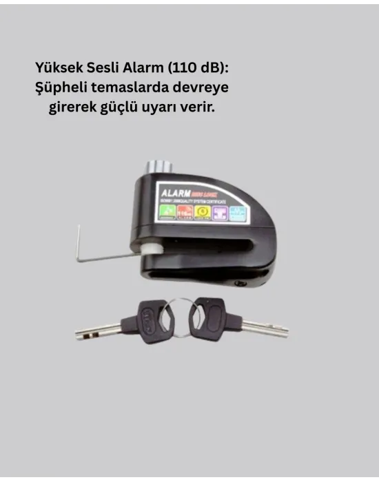 Titreşim Sensörlü Alarm Disk Kilidi Motosiklet Scooter Bisiklet