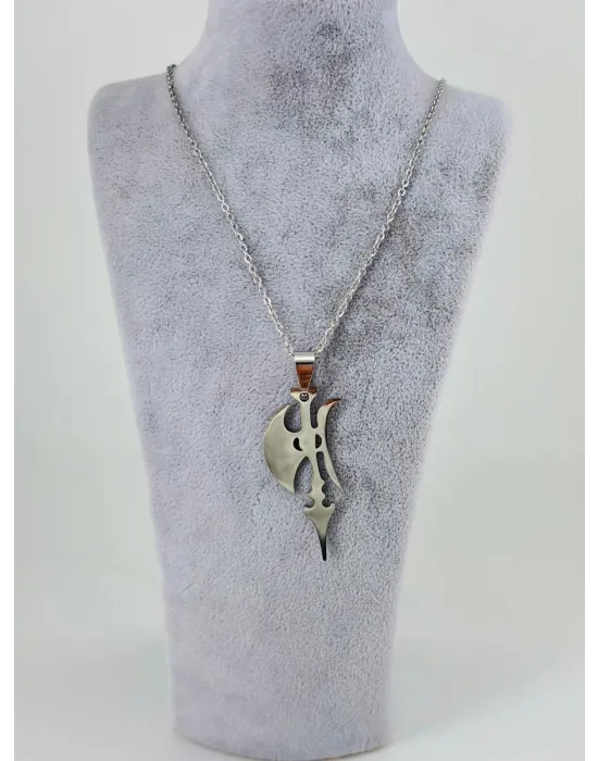 Tribal Balta  Figürü Çelik Erkek Kolye - Ekl0102