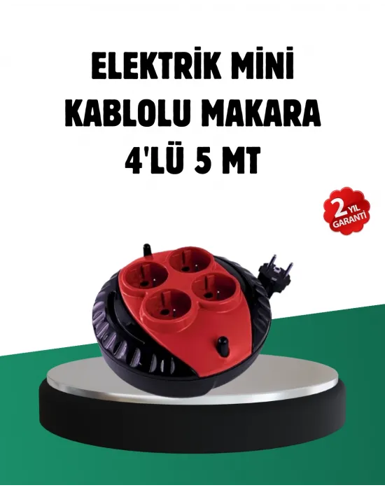 Türkiye Üretimi 5 Metre 4 Prizli Kablolu Makara