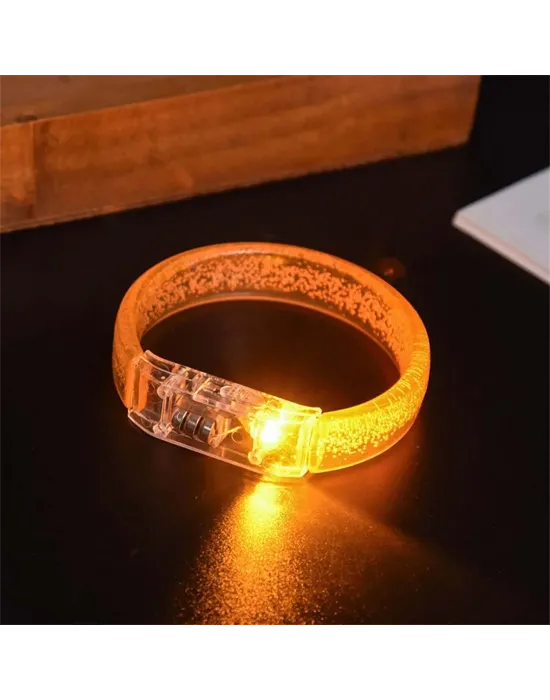 Turuncu Led Işıklı Baskı Yapılabilen Pilli Bileklik Bilezik 1,5 Cm Genişlik