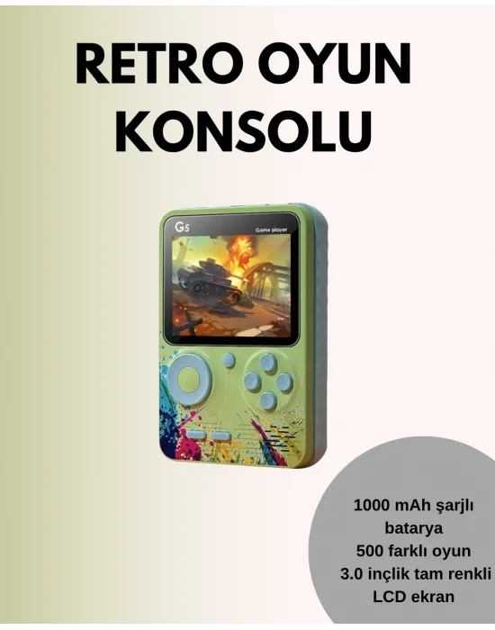 Tv Bağlantılı 500 Oyunlu Mini Gameboy Konsol