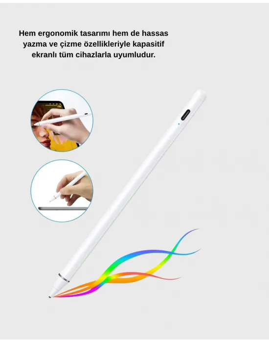 Type-c Şarjlı Dokunmatik Kalem – İpad, İphone Ve Android Uyumlu, Sessiz Çalışan